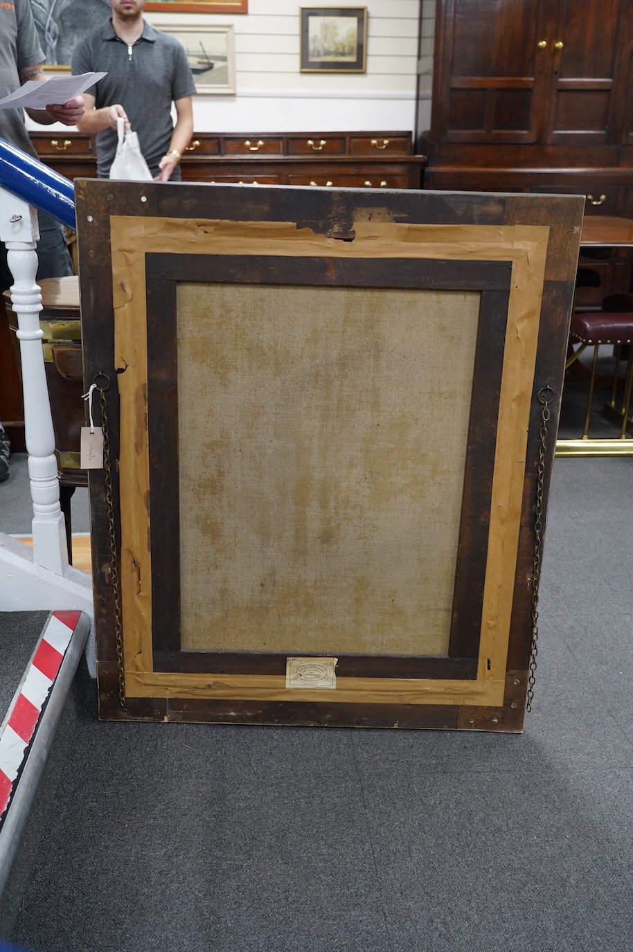 Mid 19th century English School, oil on canvas, Half length portrait of a gentleman holding a letter, unsigned, 75 x 60cm. Condition - fair to good, relined